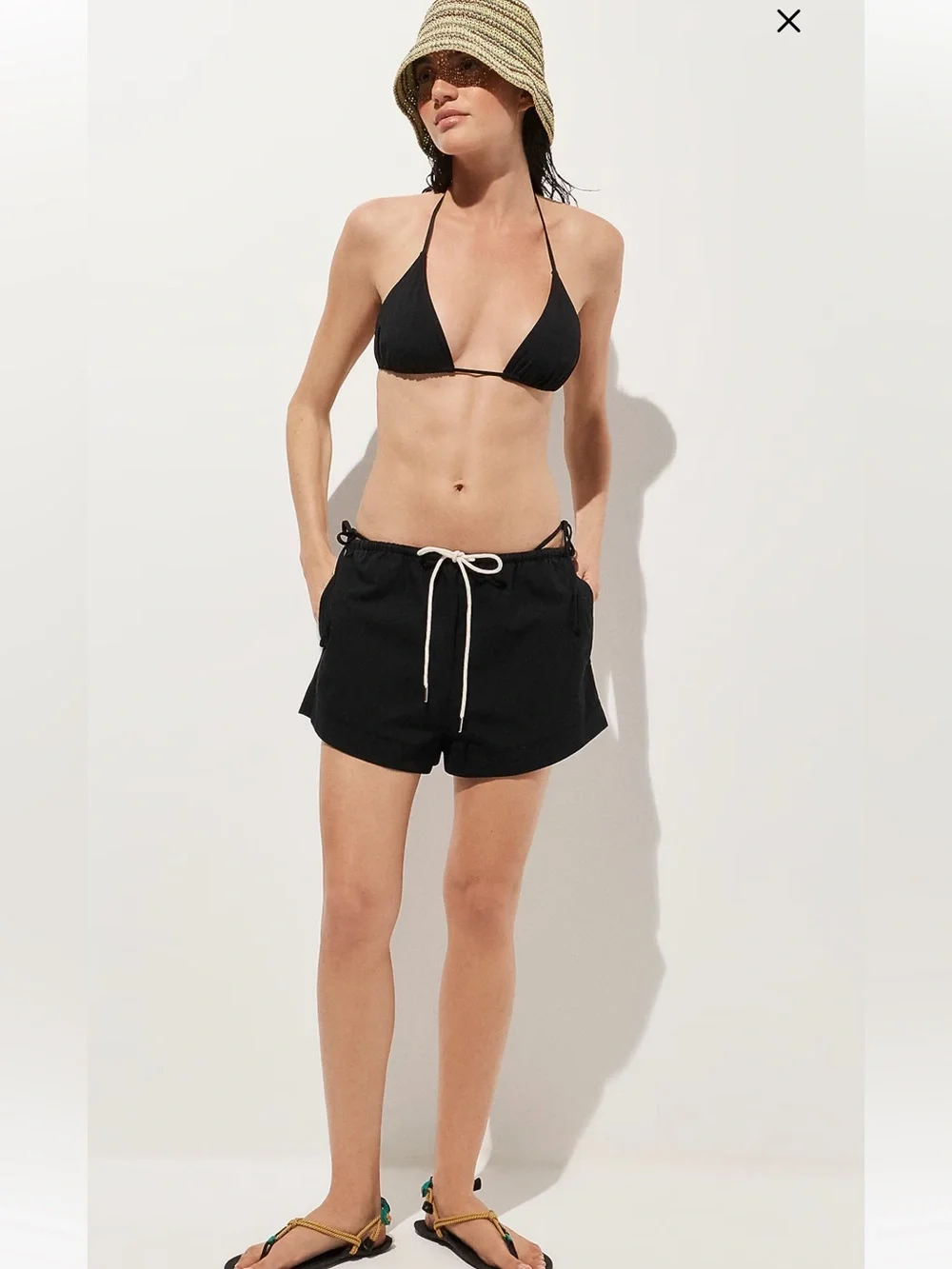 NWT J Crew Black Cruise drawstring short in cotton poplin